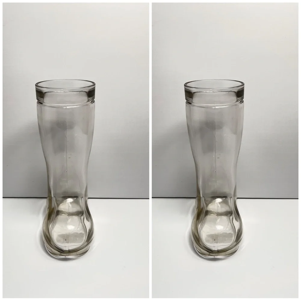 Target Vintage Clear Glass Boot Vase / Boot Shaped Drinking Glass. 9” Tall. BNWT